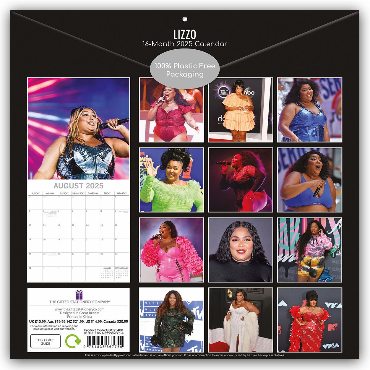 Rückseite: 9781835367759 | Lizzo 2025 - 16-Monatskalender | The Gifted | Kalender | 14 S. | 2025