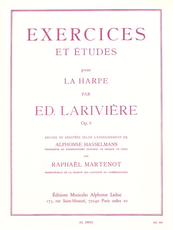 Cover: 9790046200328 | Exercices et Etudes Op. 9 | Pour Harpe | Lariviere | Buch
