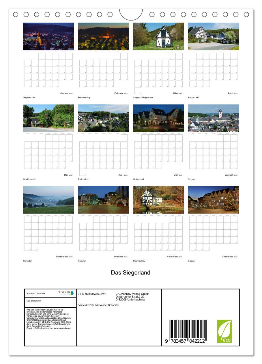 Bild: 9783457042212 | Das Siegerland (Wandkalender 2025 DIN A4 hoch), CALVENDO...