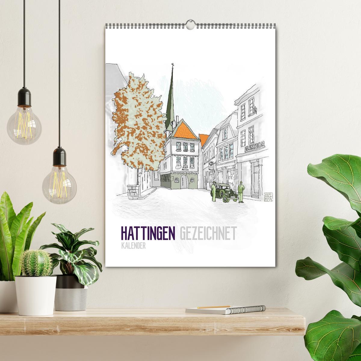 Bild: 9783457084175 | HATTINGEN GEZEICHNET (Wandkalender 2025 DIN A2 hoch), CALVENDO...