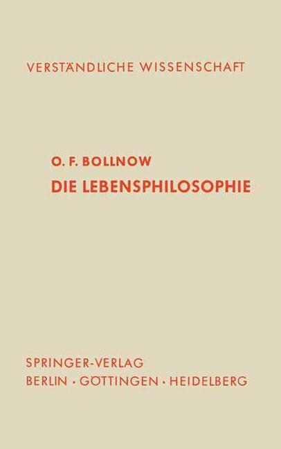 Cover: 9783642863059 | Die Lebensphilosophie | O. F. Bollnow | Taschenbuch | Paperback | 2012