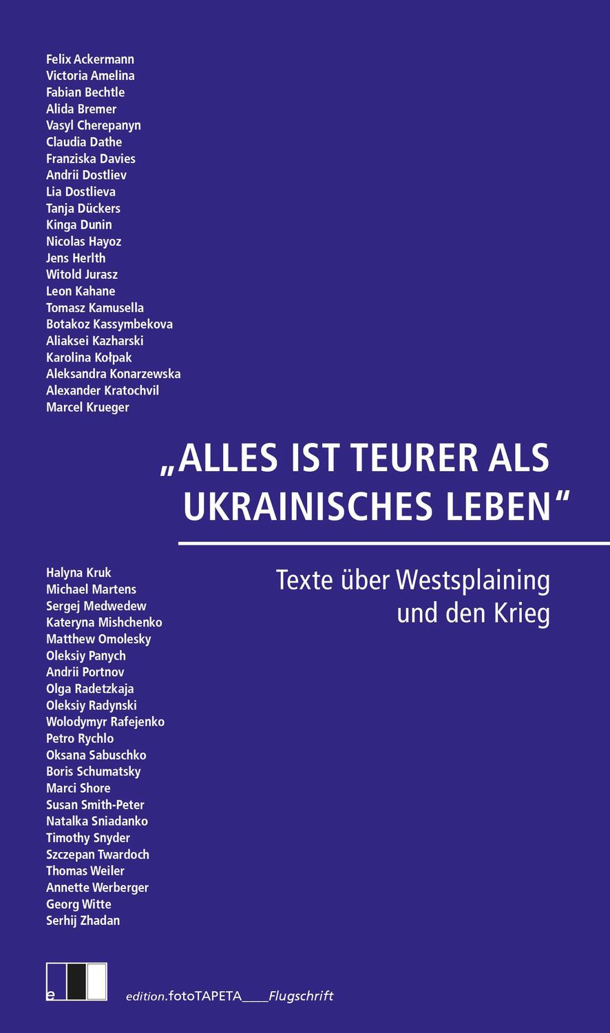 Cover: 9783949262296 | ALLES IST TEURER ALS UKRAINISCHES LEBEN | Konarzewska (u. a.) | Buch