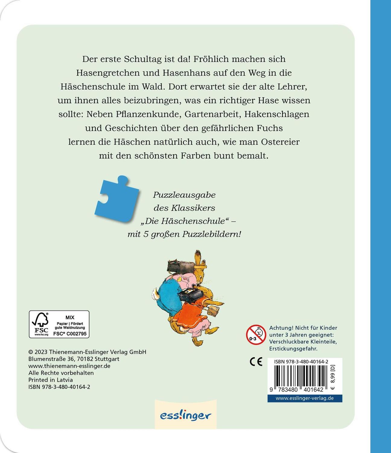 Rückseite: 9783480401642 | Die Häschenschule: Ein lustiges Puzzlebuch | Albert Sixtus | Buch