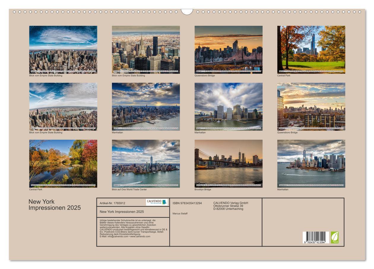 Bild: 9783435413294 | New York Impressionen 2025 (Wandkalender 2025 DIN A2 quer),...