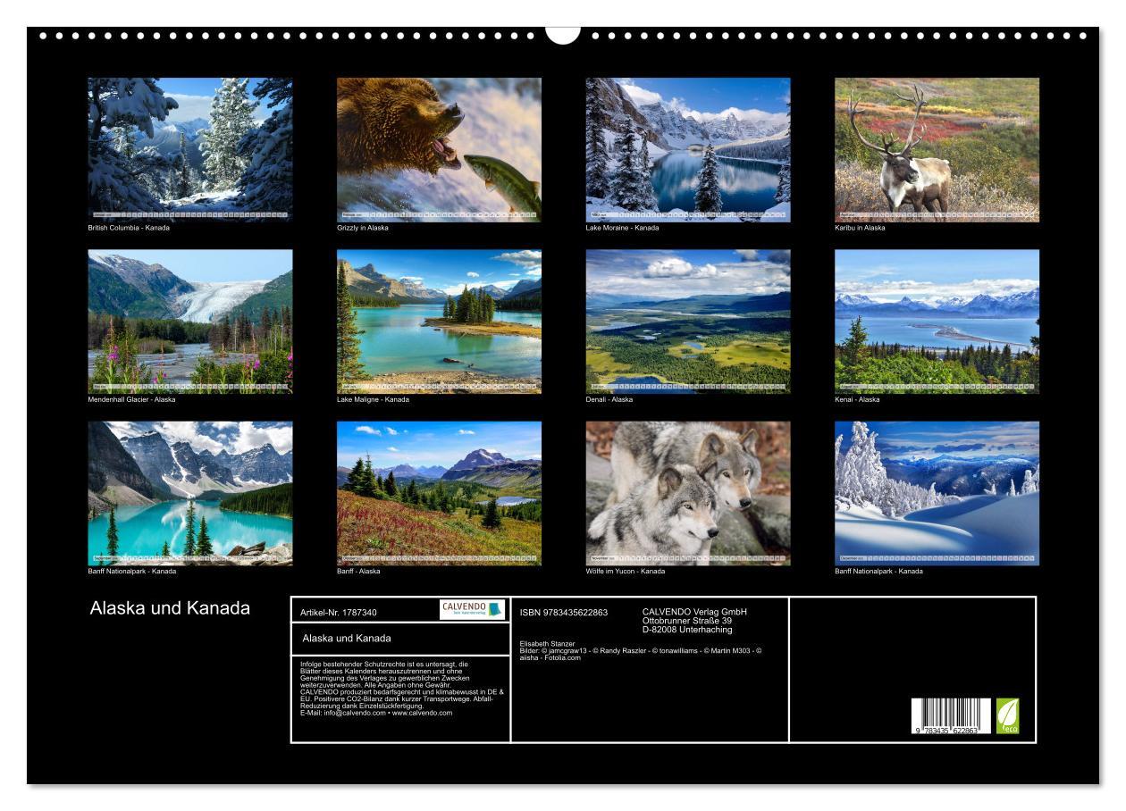 Bild: 9783435622863 | Alaska und Kanada (Wandkalender 2025 DIN A2 quer), CALVENDO...