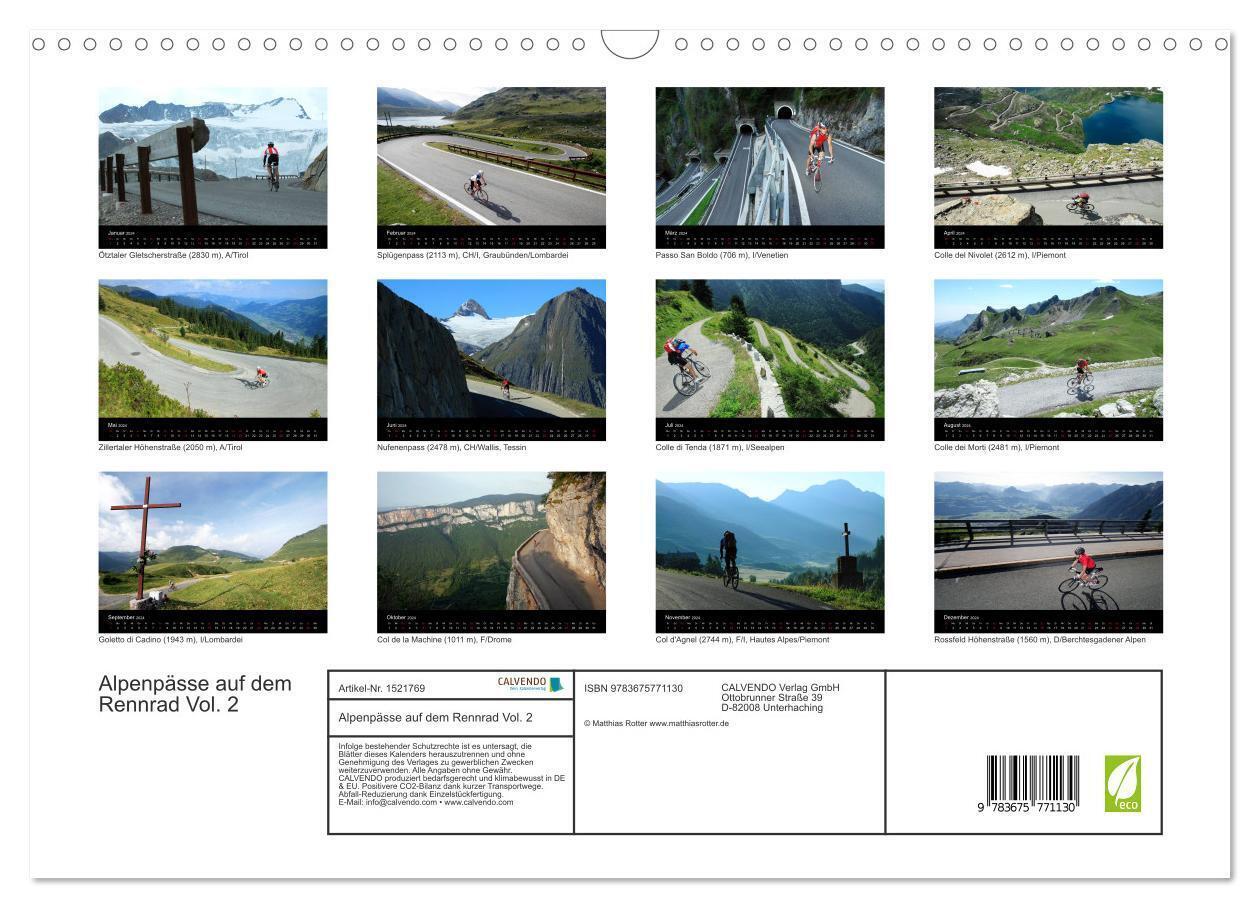 Bild: 9783675771130 | Alpenpässe auf dem Rennrad Vol. 2 (Wandkalender 2024 DIN A3 quer),...