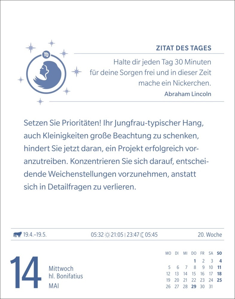 Bild: 9783840033728 | Jungfrau Sternzeichenkalender 2025 - Tagesabreißkalender - Ihr...