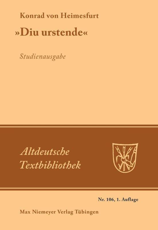 Cover: 9783484202061 | "Diu urstende" | Studienausgabe | Konrad von Heimesfurt | Taschenbuch