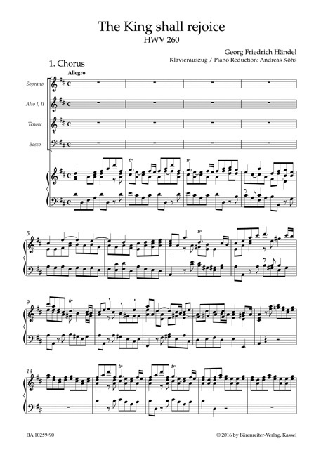 Bild: 9790006562220 | The King shall rejoice, Klavierauszug | Georg Friedrich Händel | 2016