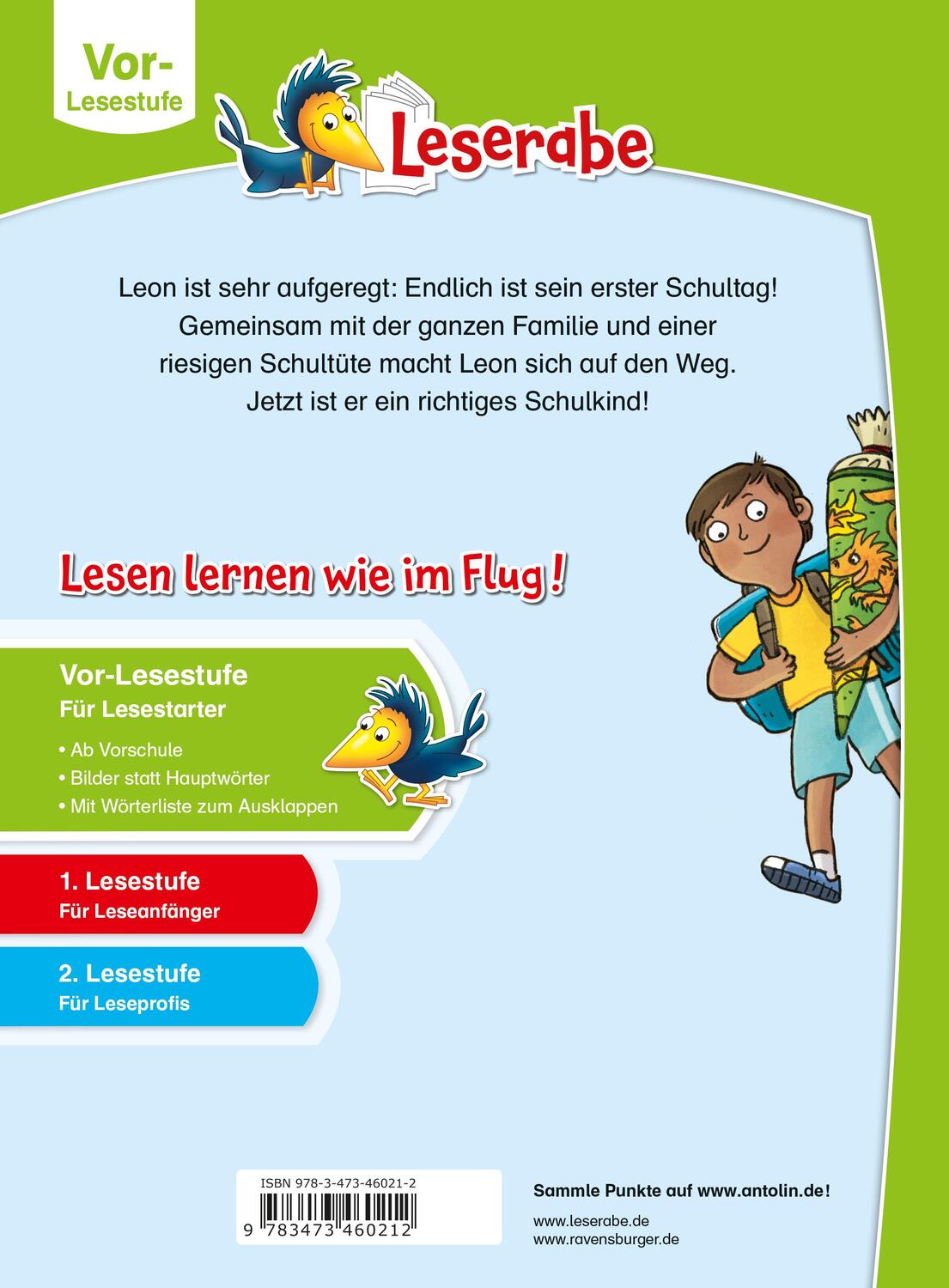 Rückseite: 9783473460212 | Leons erster Schultag - Leserabe ab Vorschule - Erstlesebuch für...