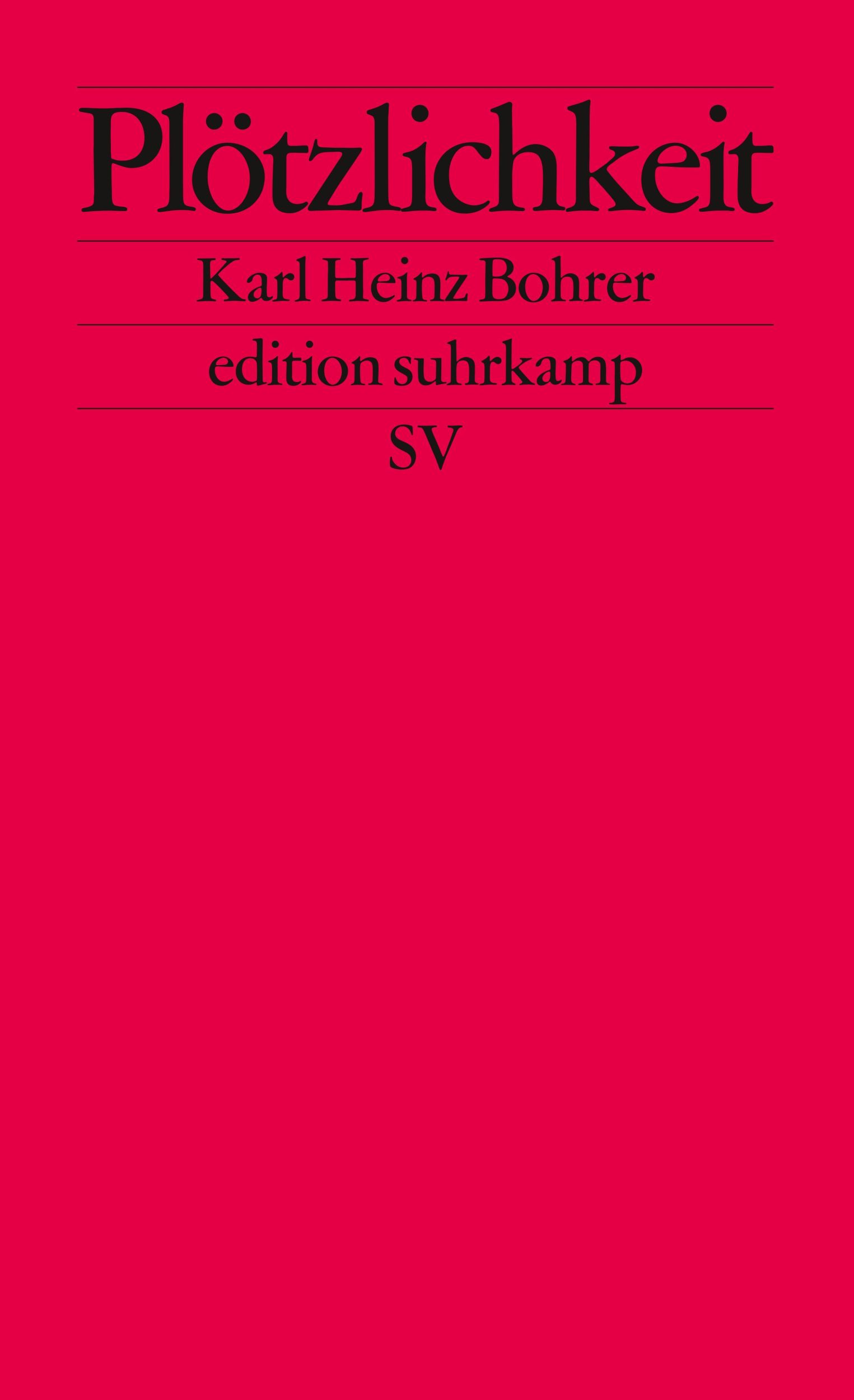 Cover: 9783518110584 | Plötzlichkeit | Zum Augenblick des ästhetischen Scheins | Bohrer