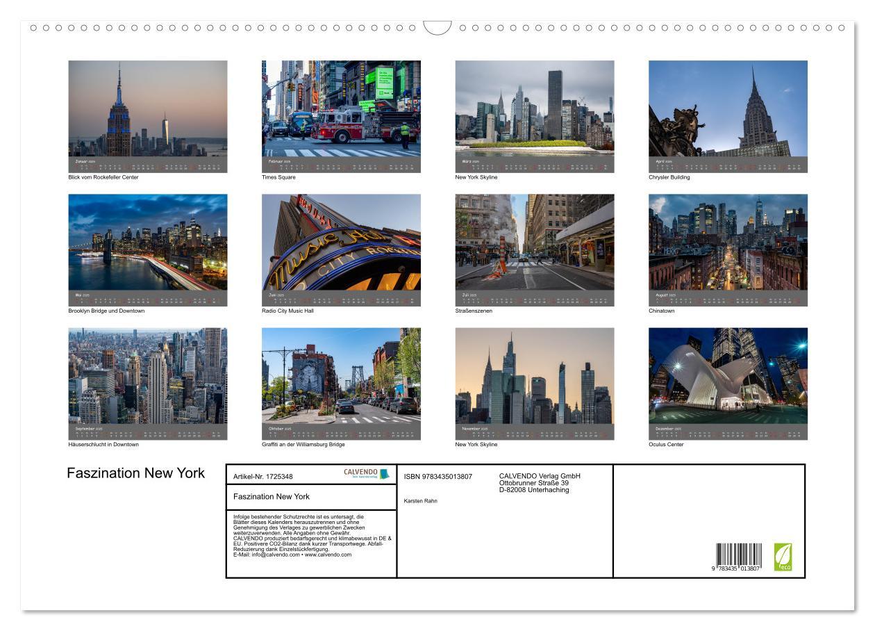 Bild: 9783435013807 | Faszination New York (Wandkalender 2025 DIN A2 quer), CALVENDO...