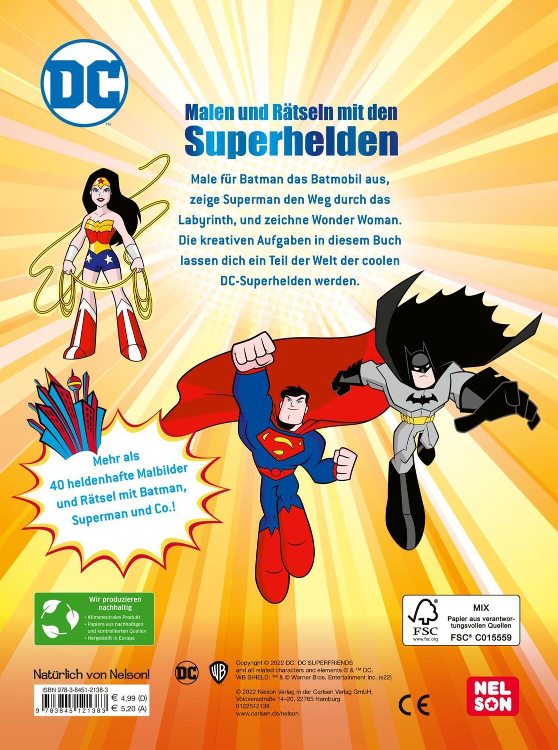 Rückseite: 9783845121383 | DC Superhelden: Malen und Rätseln mit den Superhelden | Taschenbuch