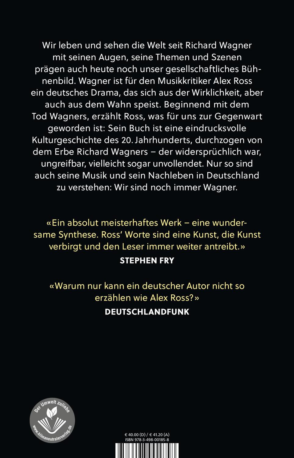 Rückseite: 9783498001858 | Die Welt nach Wagner | Alex Ross | Buch | Deutsch | 2020 | Rowohlt