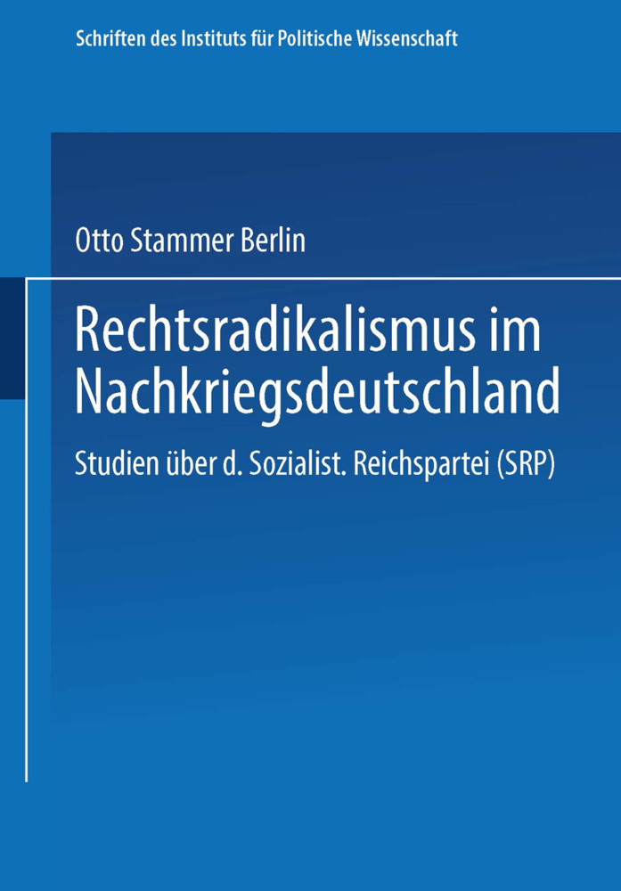 Cover: 9783663196143 | Rechtsradikalismus im Nachkriegsdeutschland | Otto Büsch (u. a.) | x