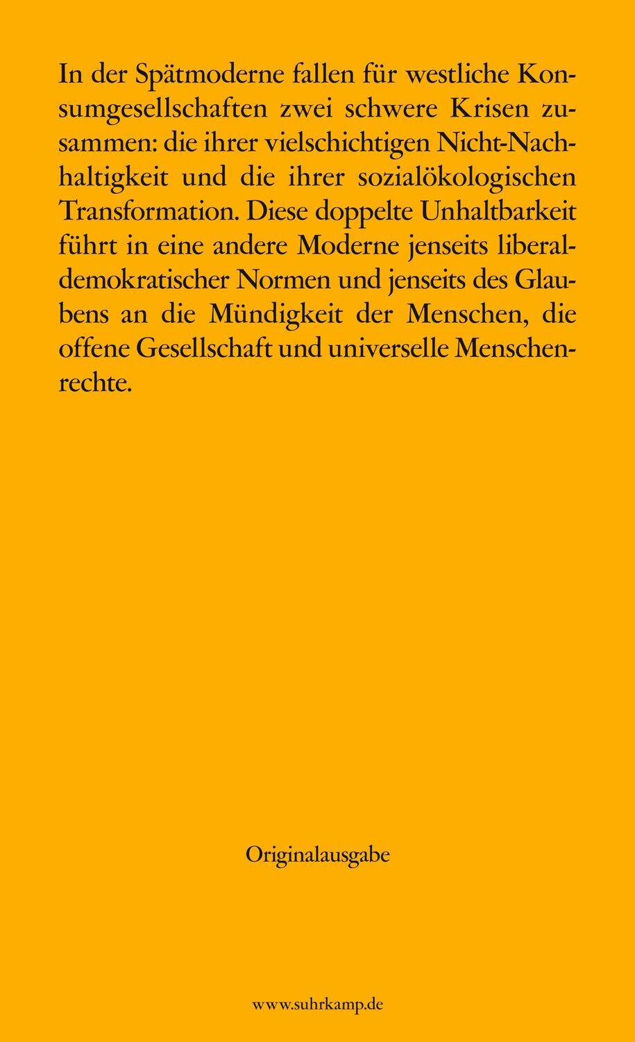 Rückseite: 9783518128084 | Unhaltbarkeit | Auf dem Weg in eine andere Moderne | Ingolfur Blühdorn