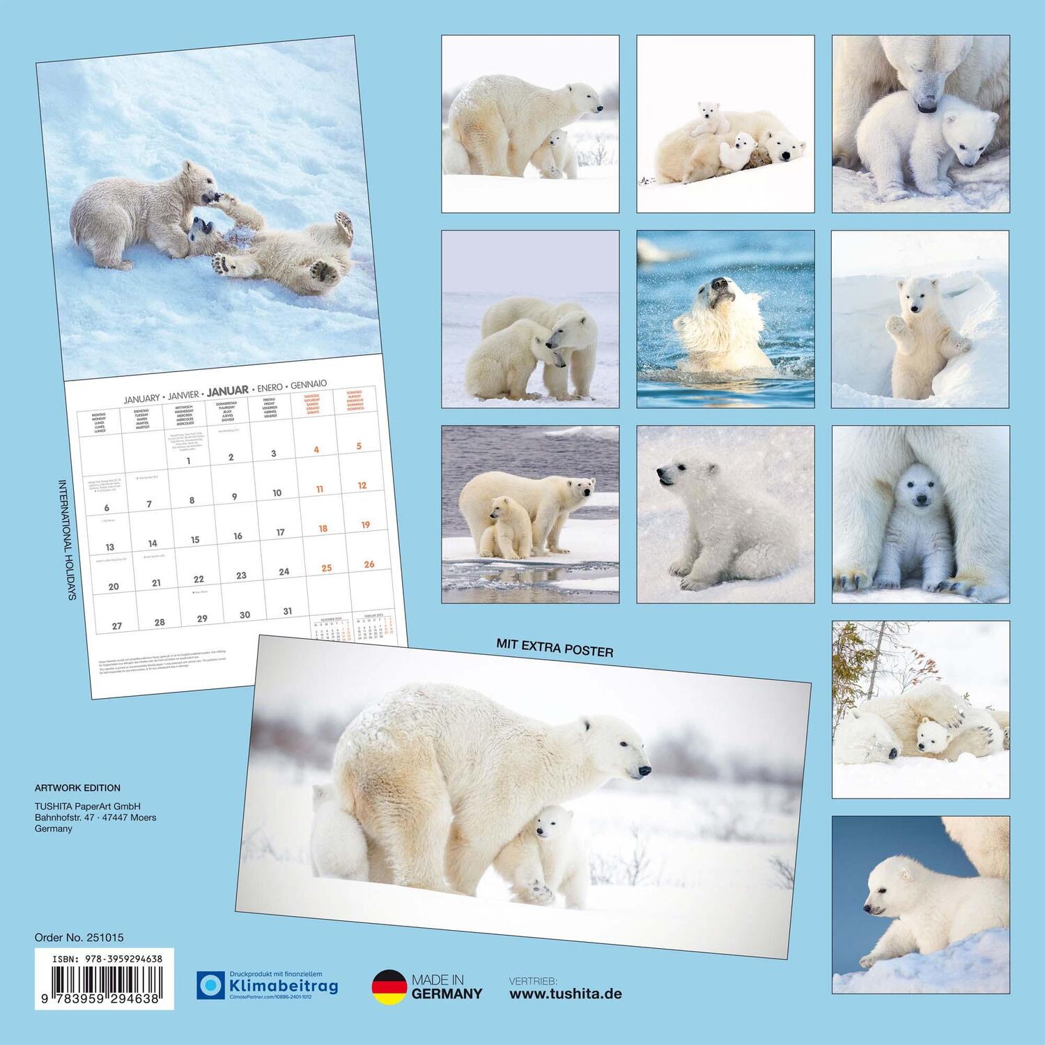 Rückseite: 9783959294638 | Polar Bears/Eisbärchen 2025 | Kalender 2025 | Kalender | 28 S. | 2025
