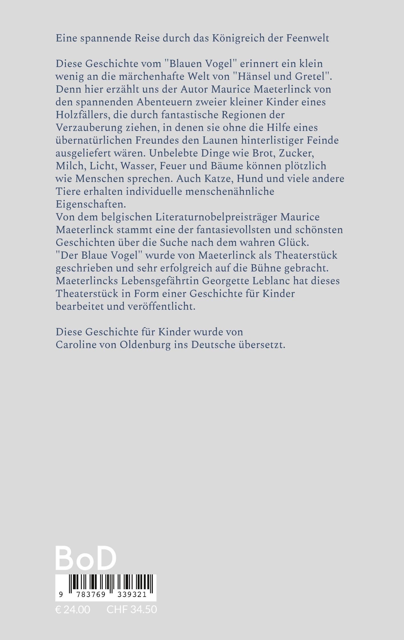 Rückseite: 9783769339321 | Der blaue Vogel | Ein Märchen für Kinder | Maurice Maeterlinck (u. a.)