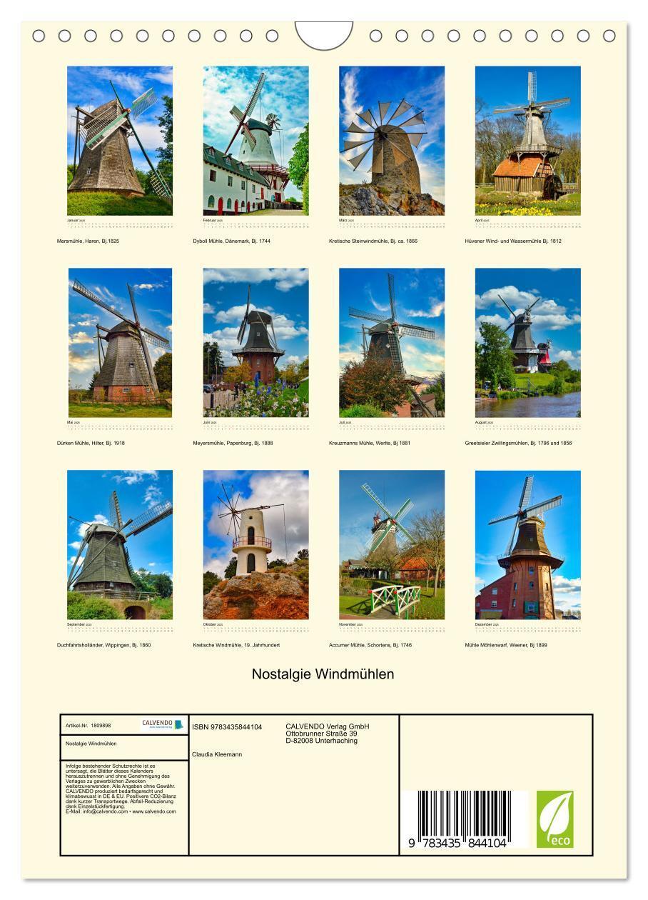 Bild: 9783435844104 | Nostalgie Windmühlen (Wandkalender 2025 DIN A4 hoch), CALVENDO...