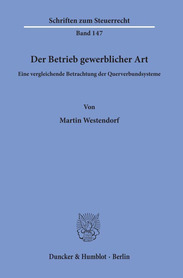 Cover: 9783428157839 | Der Betrieb gewerblicher Art. | Martin Westendorf | Taschenbuch | 2019