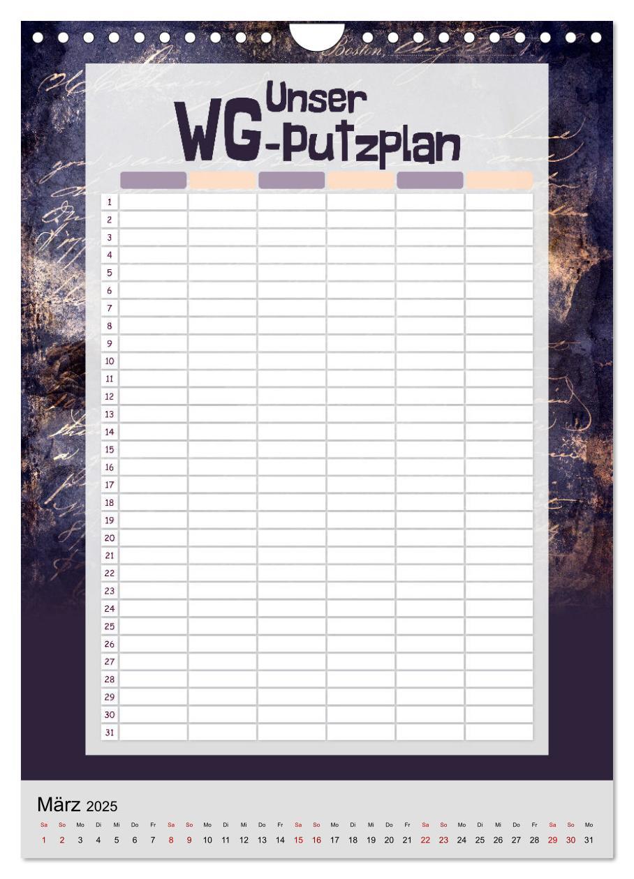 Bild: 9783435891931 | Gothic WG-Putzplan &amp; Kalender 2025 (Wandkalender 2025 DIN A4 hoch),...