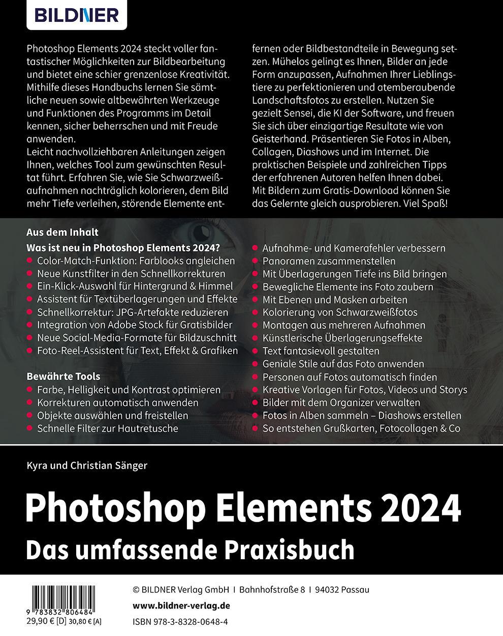 Rückseite: 9783832806484 | Photoshop Elements 2024 - Das umfangreiche Praxisbuch | Sänger (u. a.)