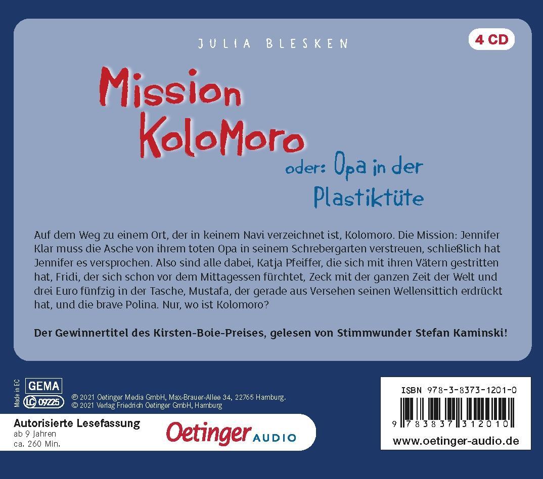 Rückseite: 9783837312010 | Mission Kolomoro oder: Opa in der Plastiktüte | Julia Blesken | CD