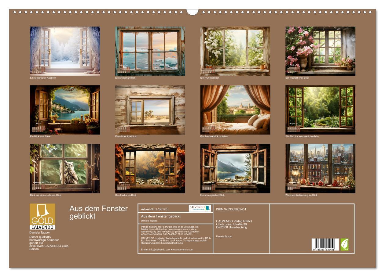 Bild: 9783383832451 | Aus dem Fenster geblickt (Wandkalender 2025 DIN A2 quer), CALVENDO...