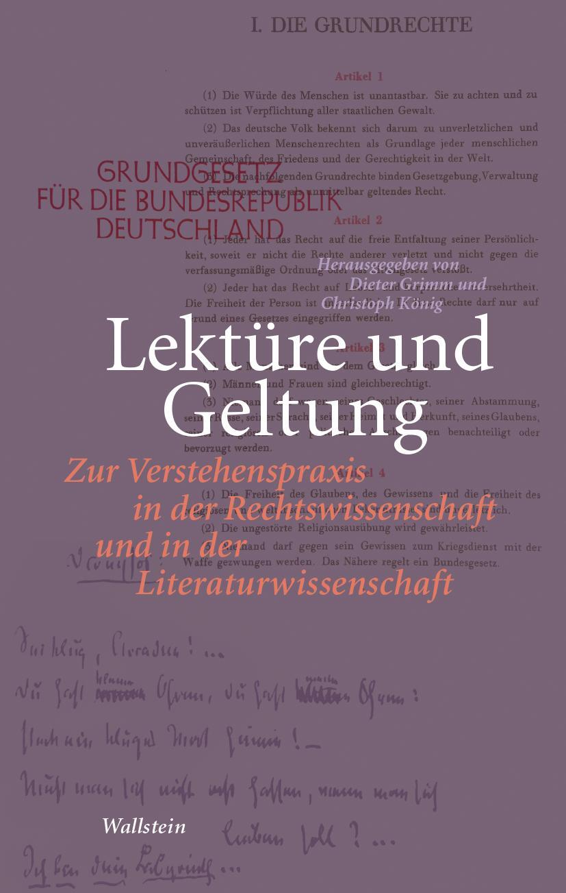 Cover: 9783835338289 | Lektüre und Geltung | Dieter Grimm (u. a.) | Buch | 272 S. | Deutsch