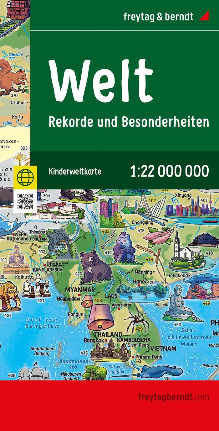 Cover: 9783707923308 | Weltkarte für Kinder, 1:22.000.000, gefaltet, freytag &amp; berndt | 2024