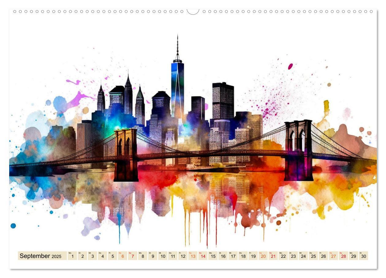 Bild: 9783383898013 | Skylines - bunte Städte (Wandkalender 2025 DIN A2 quer), CALVENDO...