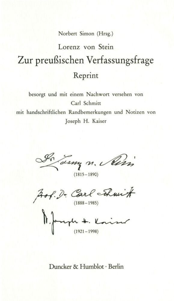 Cover: 9783428111114 | Zur preußischen Verfassungsfrage. Reprint. Hrsg. von Norbert Simon.
