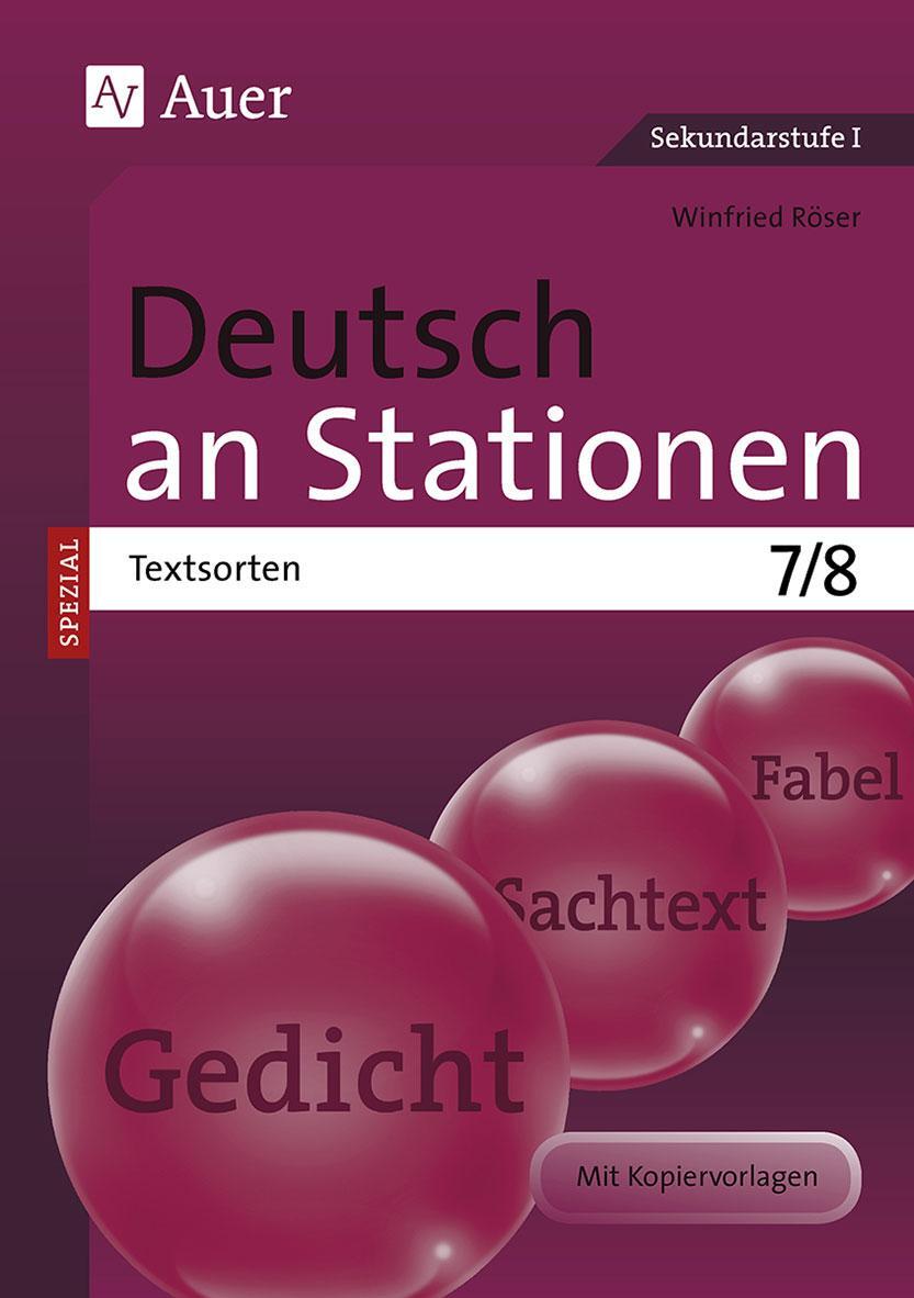 Cover: 9783403076100 | Deutsch an Stationen SPEZIAL Textsorten 7-8 | Winfried Röser | Deutsch