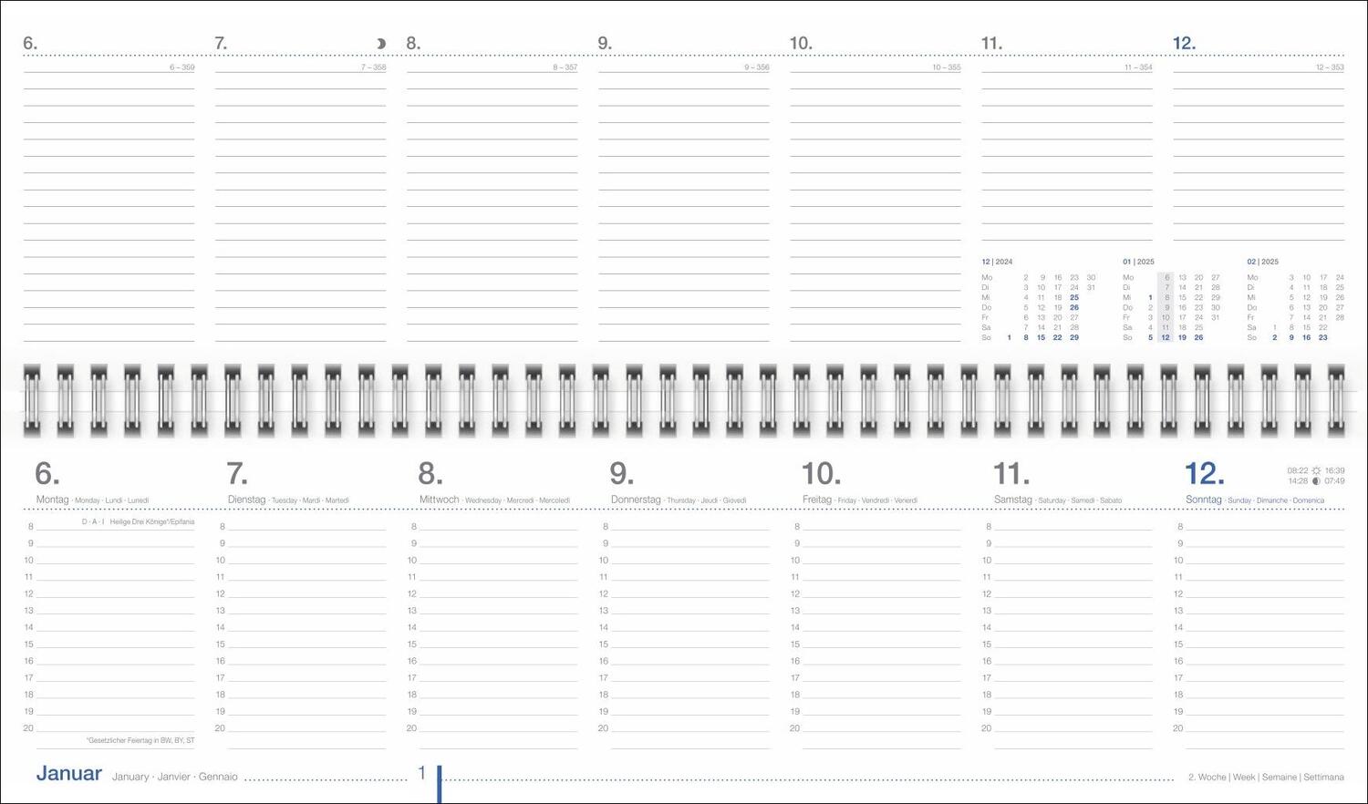 Bild: 9783756406500 | Wochenquerplaner, blau 2025 | Heye | Kalender | Bürokalender Heye