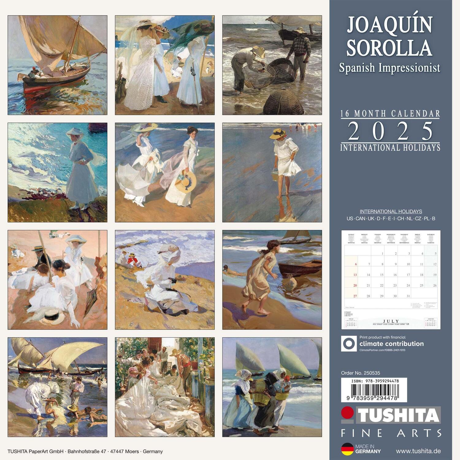 Rückseite: 9783959294478 | Joaquín Sorolla - Spanisch Impressionist 2025 | Kalender 2025 | 28 S.