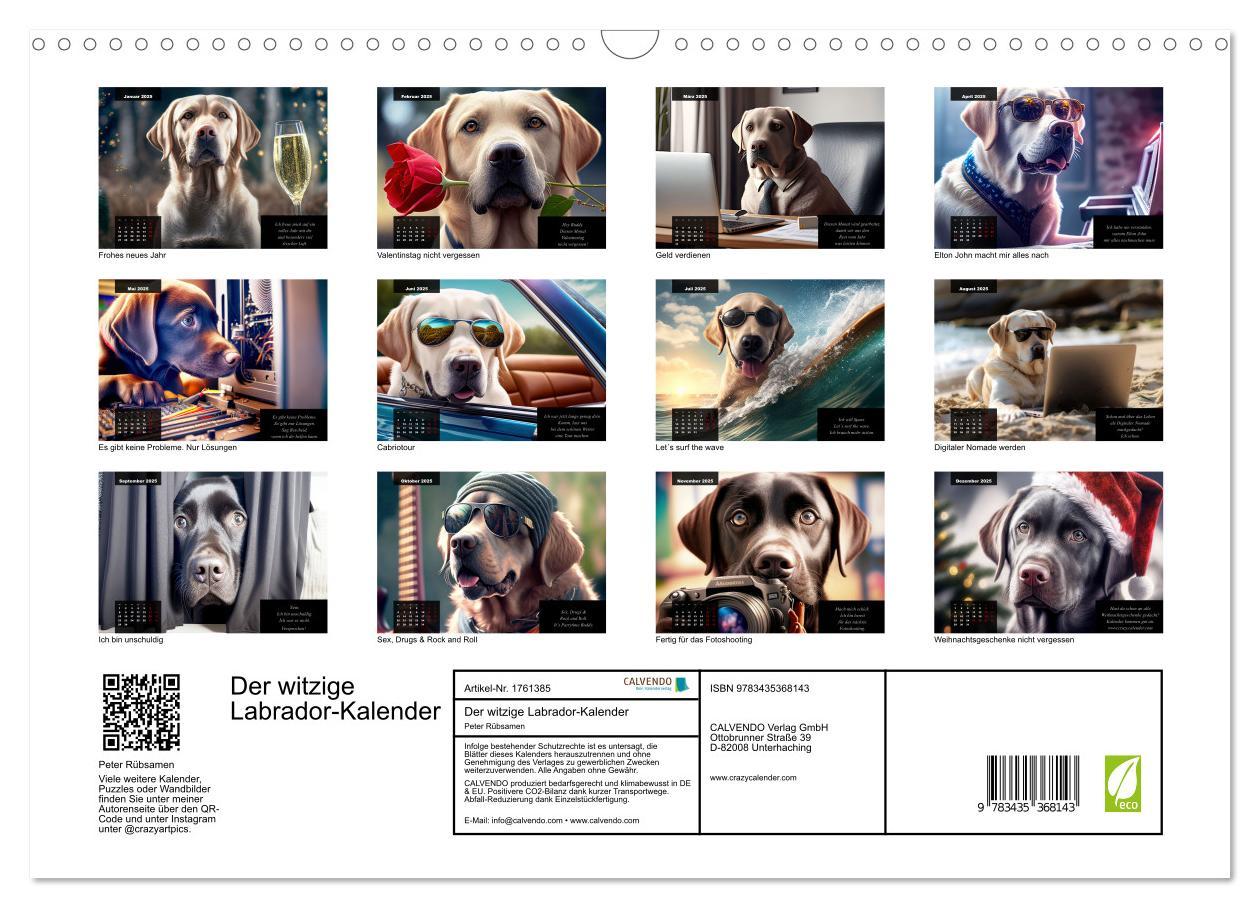 Bild: 9783435368143 | Der witzige Labrador-Kalender (Wandkalender 2025 DIN A3 quer),...