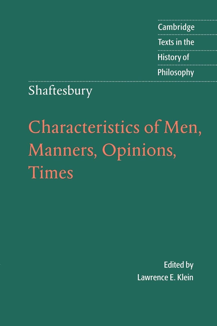 Cover: 9780521578929 | Characteristics of Men, Manners, Opinions, Times | Shaftesbury | Buch