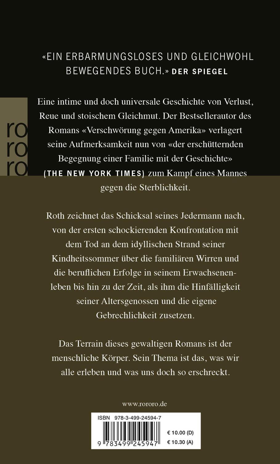 Rückseite: 9783499245947 | Jedermann | Philip Roth | Taschenbuch | Paperback | 158 S. | Deutsch