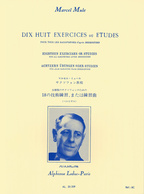 Cover: 9790046202094 | 18 exercices ou études pour tous les saxophones d'après Berbiguier