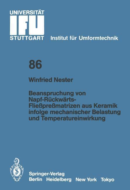 Cover: 9783540168454 | Beanspruchung von Napf-Rückwärts-Fließpreßmatrizen aus Keramik...