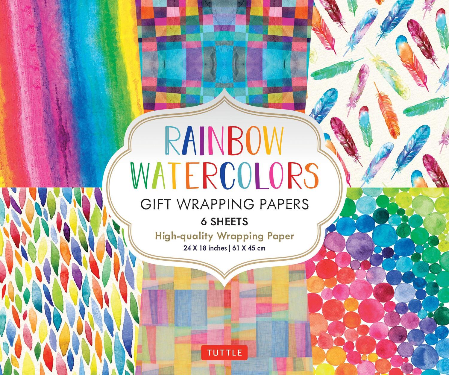 Cover: 9780804851862 | Rainbow Watercolors Gift Wrapping Papers - 6 Sheets | Tuttle Studio
