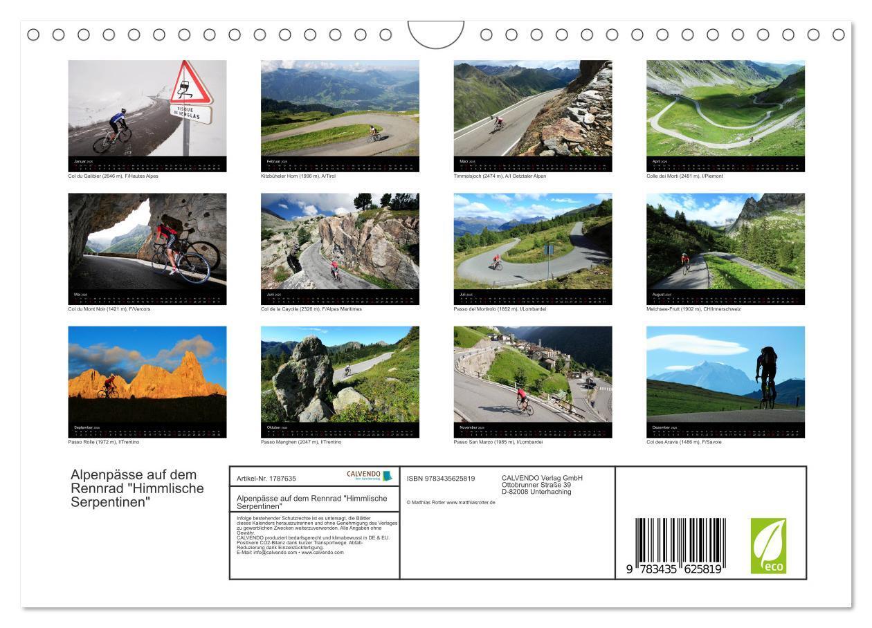 Bild: 9783435625819 | Alpenpässe auf dem Rennrad "Himmlische Serpentinen" (Wandkalender...