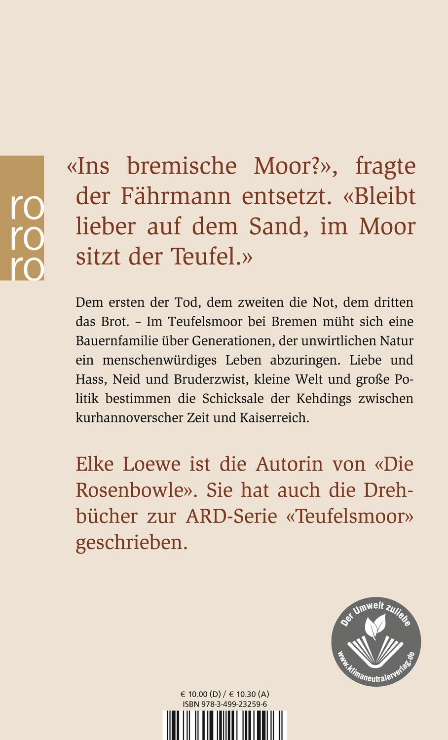 Rückseite: 9783499232596 | Teufelsmoor | Roman einer Familie | Elke Loewe | Taschenbuch | 224 S.