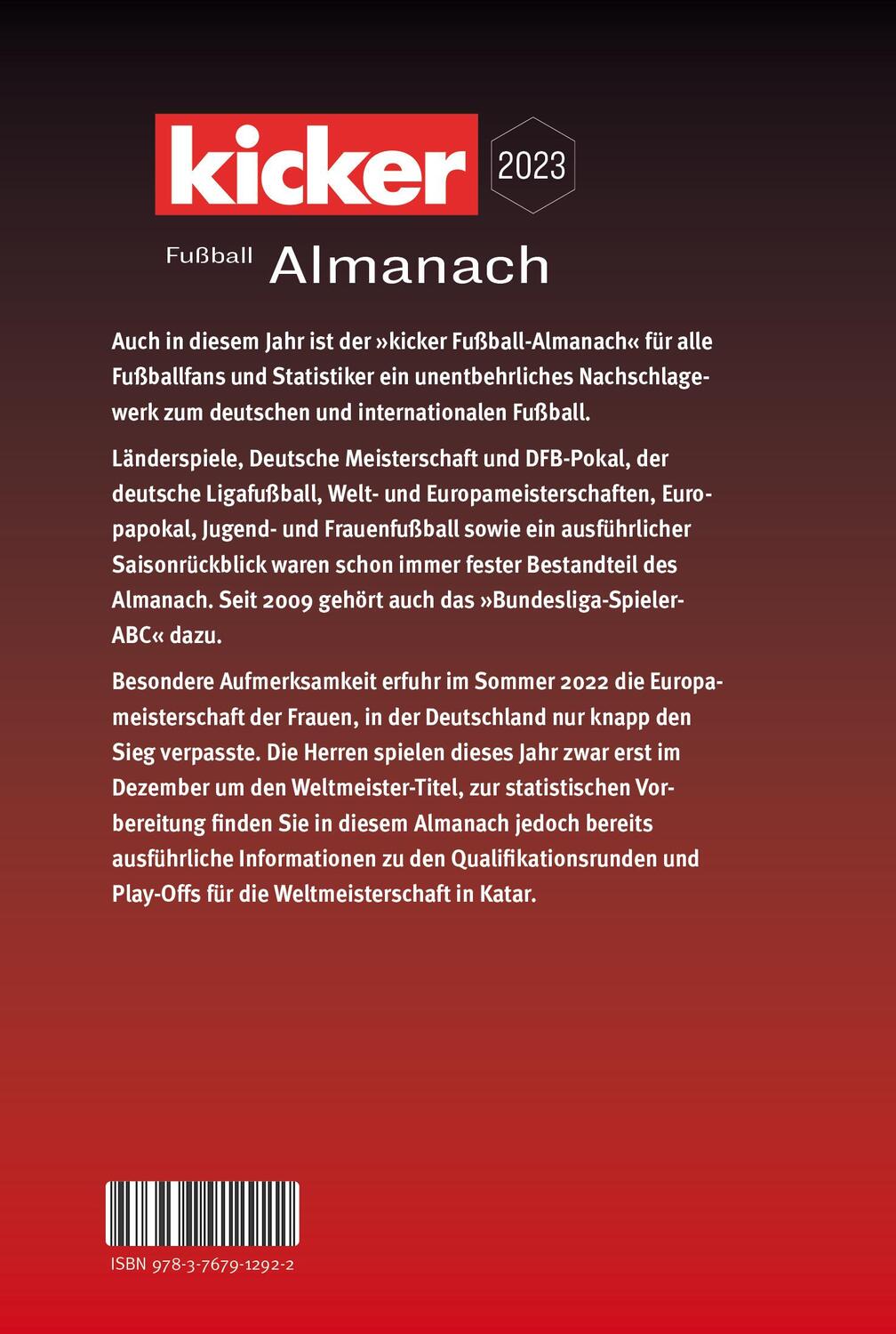 Rückseite: 9783767912922 | Kicker Fußball Almanach 2023 | Kicker | Taschenbuch | 910 S. | Deutsch