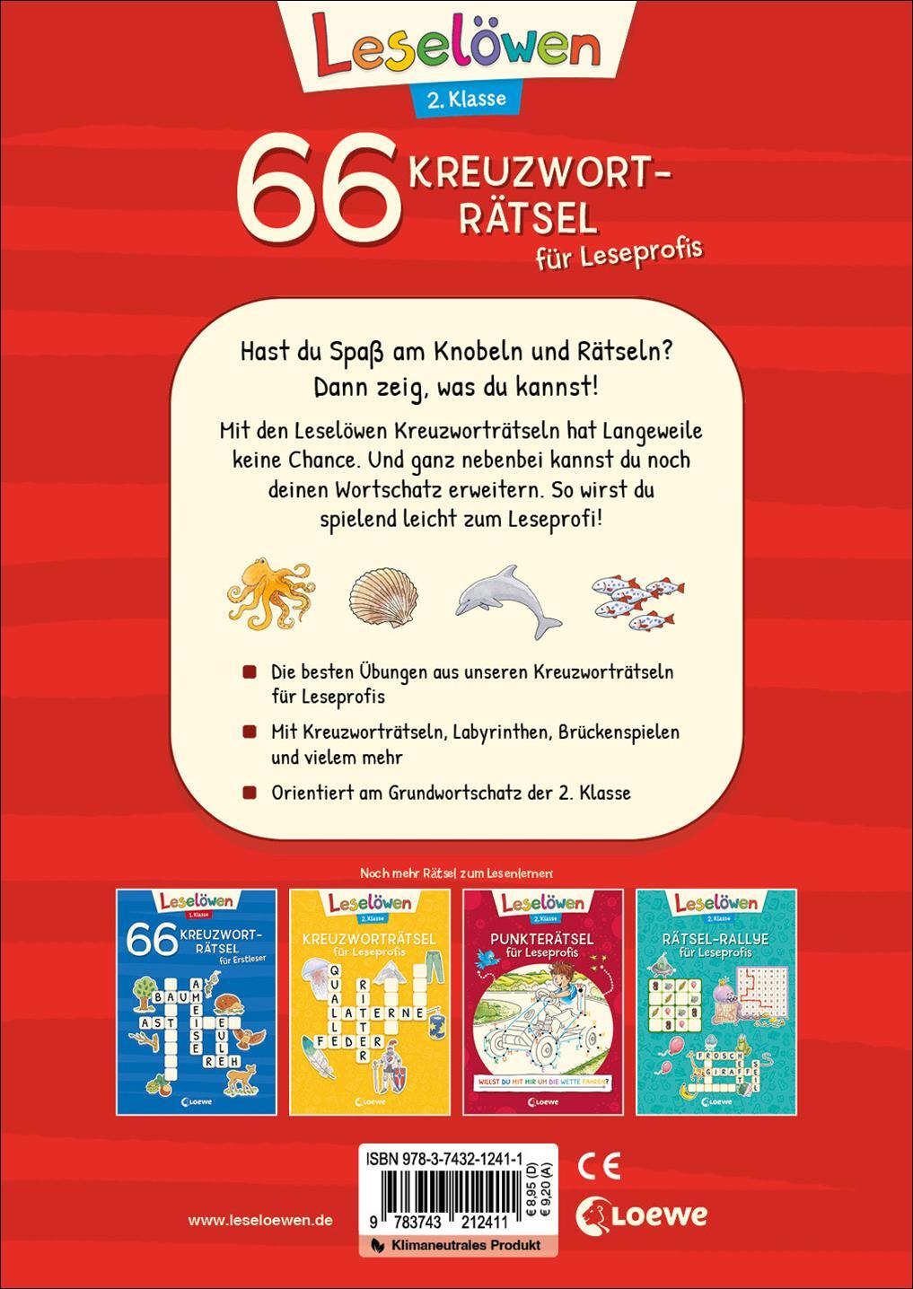 Rückseite: 9783743212411 | 66 Kreuzworträtsel für Leseprofis - 2. Klasse (Rot) | Rätseln | Buch