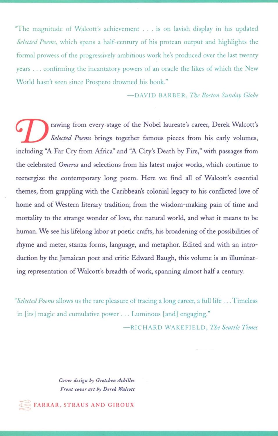 Rückseite: 9780374531119 | Selected Poems | Derek Walcott | Taschenbuch | Paperback | Englisch