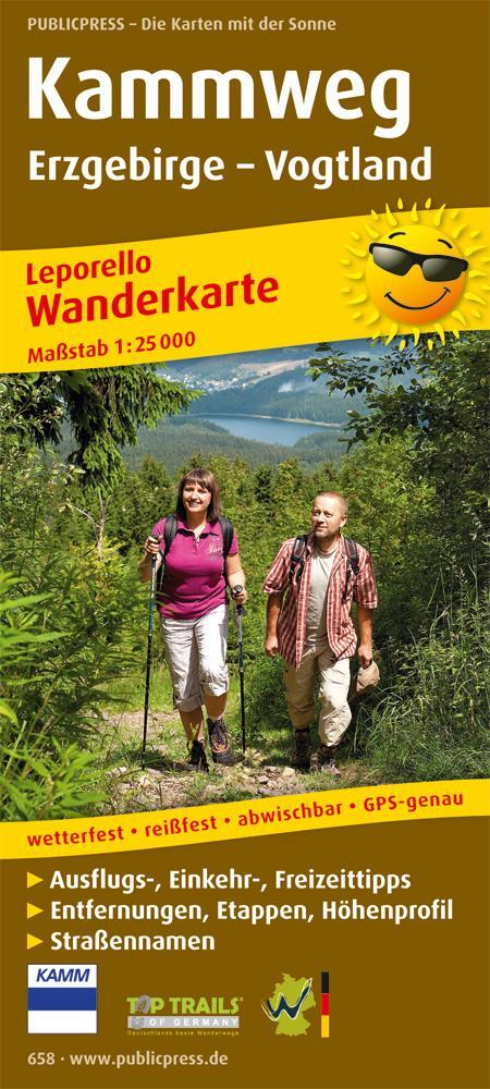 Cover: 9783899206586 | Kammweg Erzgebirge - Vogtland 1 : 25 000 Wanderkarte | (Land-)Karte