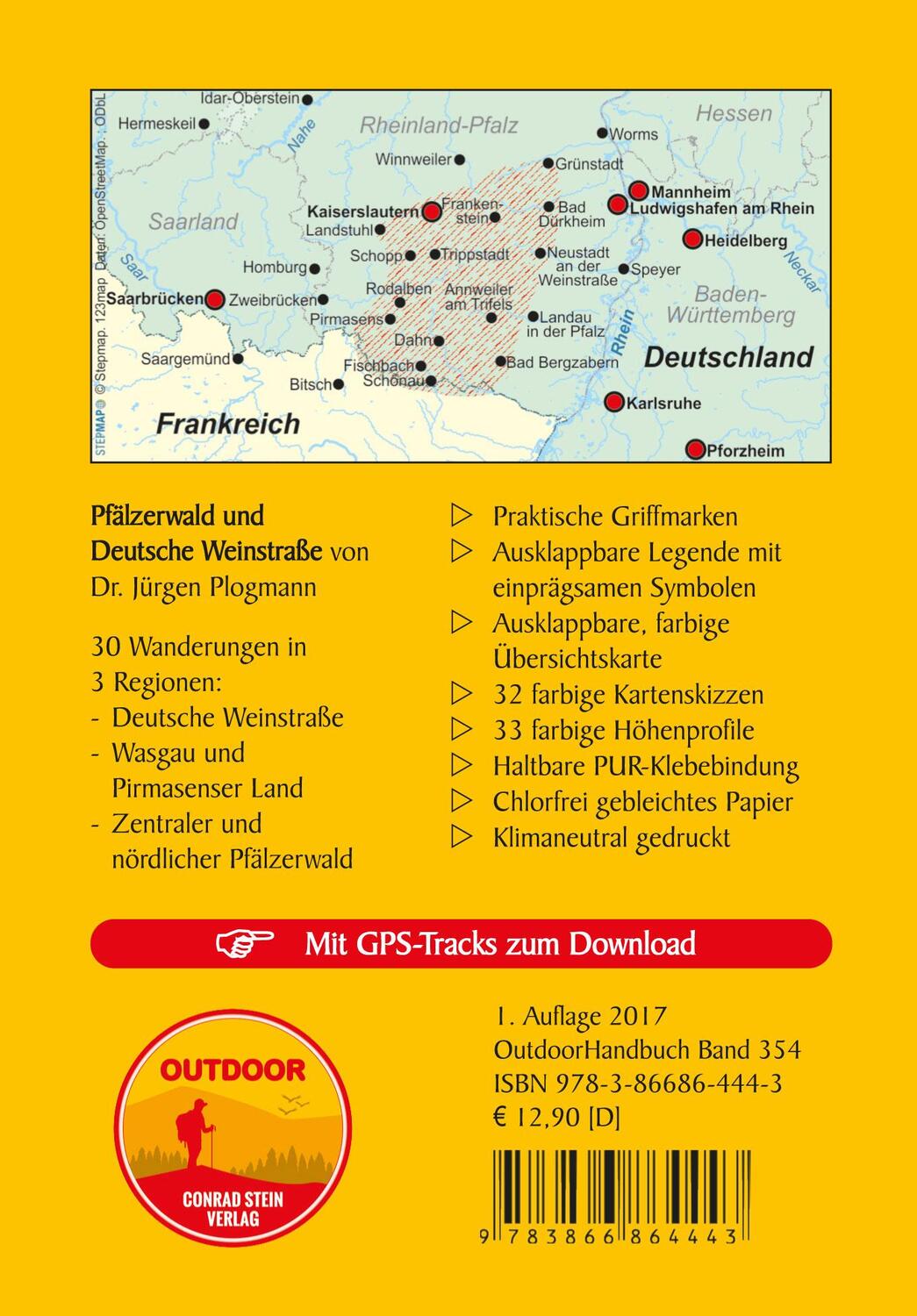 Rückseite: 9783866864443 | Pfälzerwald und Deutsche Weinstraße - 30 Wanderungen | Jürgen Plogmann