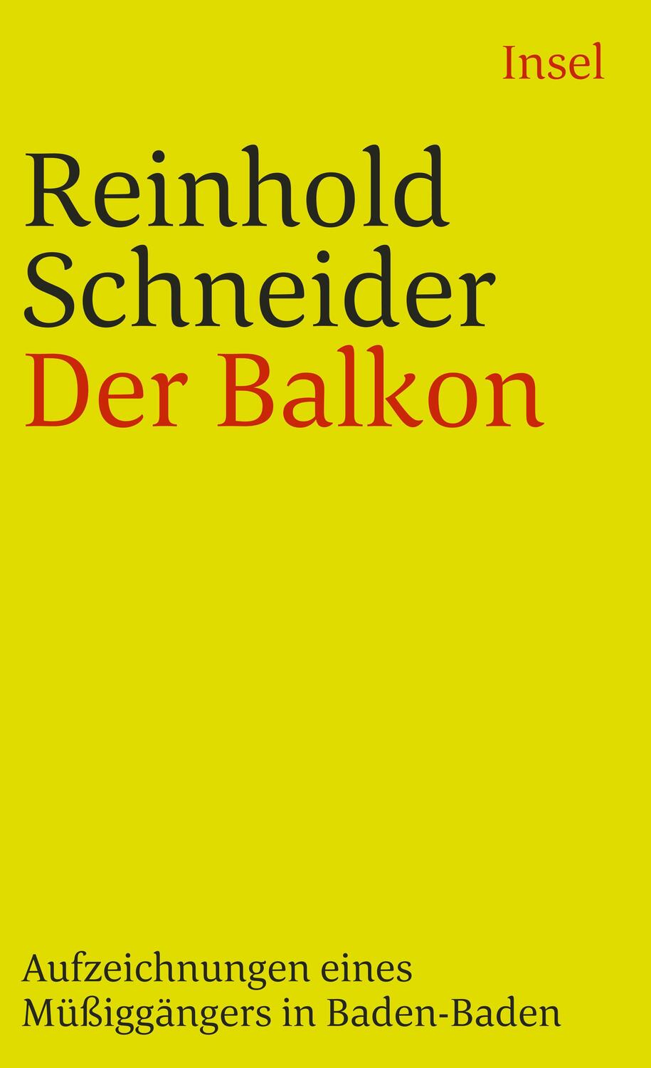 Cover: 9783458343059 | Der Balkon | Aufzeichnungen eines Müßiggängers in Baden-Baden | Buch