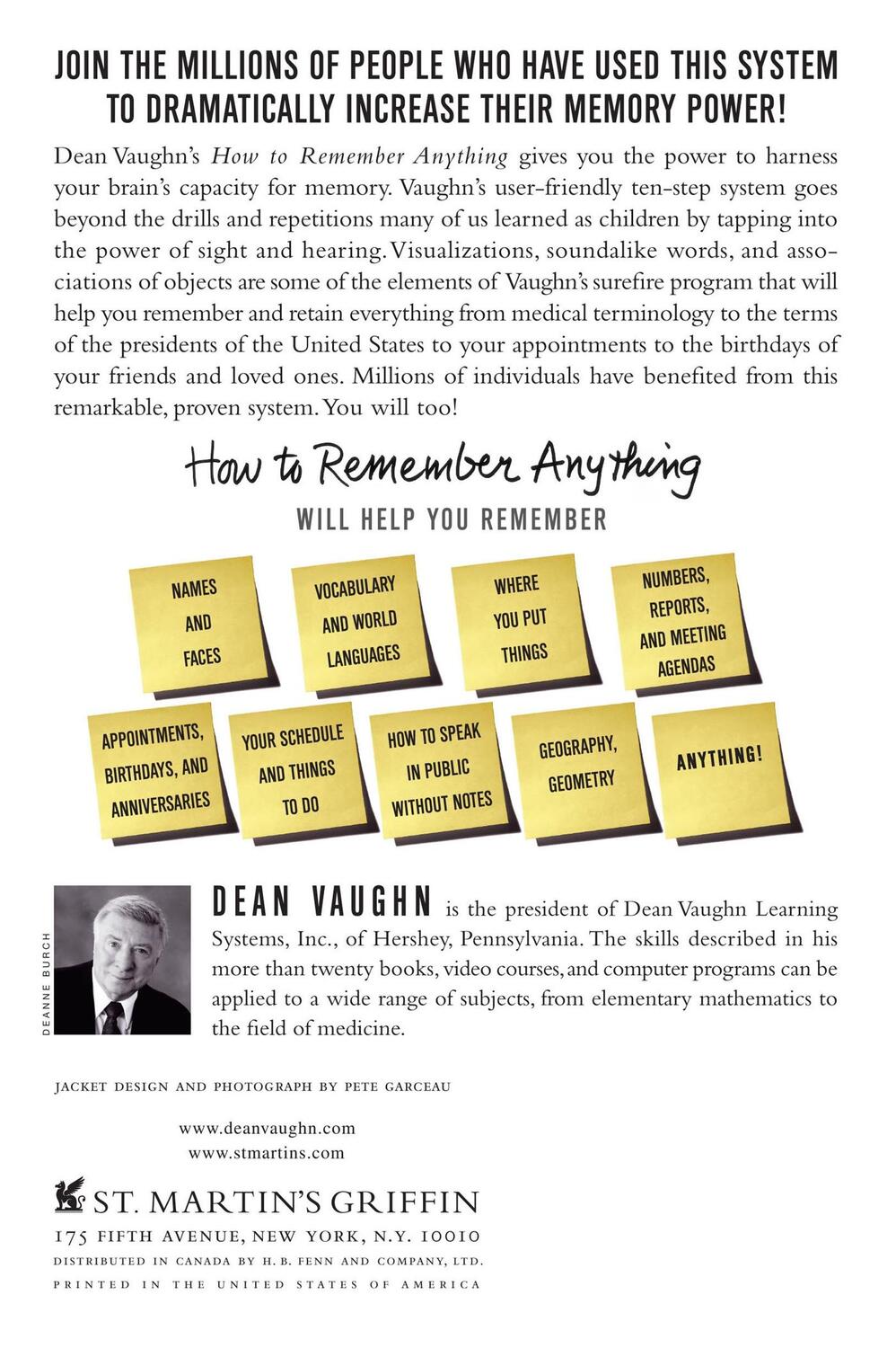 Rückseite: 9780312367343 | How to Remember Anything | Dean Vaughn | Taschenbuch | Paperback